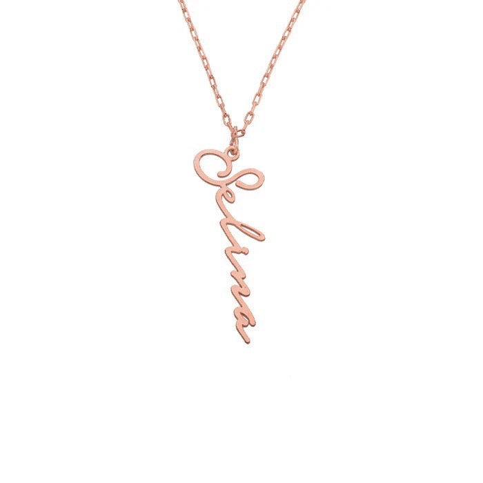 VERTICAL NOTERA FONT NECKLACE | 925 SILVER GOLD PLATED