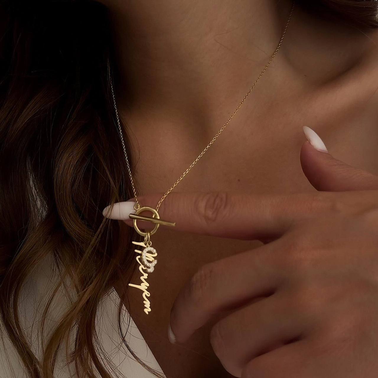NAME LETTER RING NECKLACE | 925 SILVER GOLD PLATED