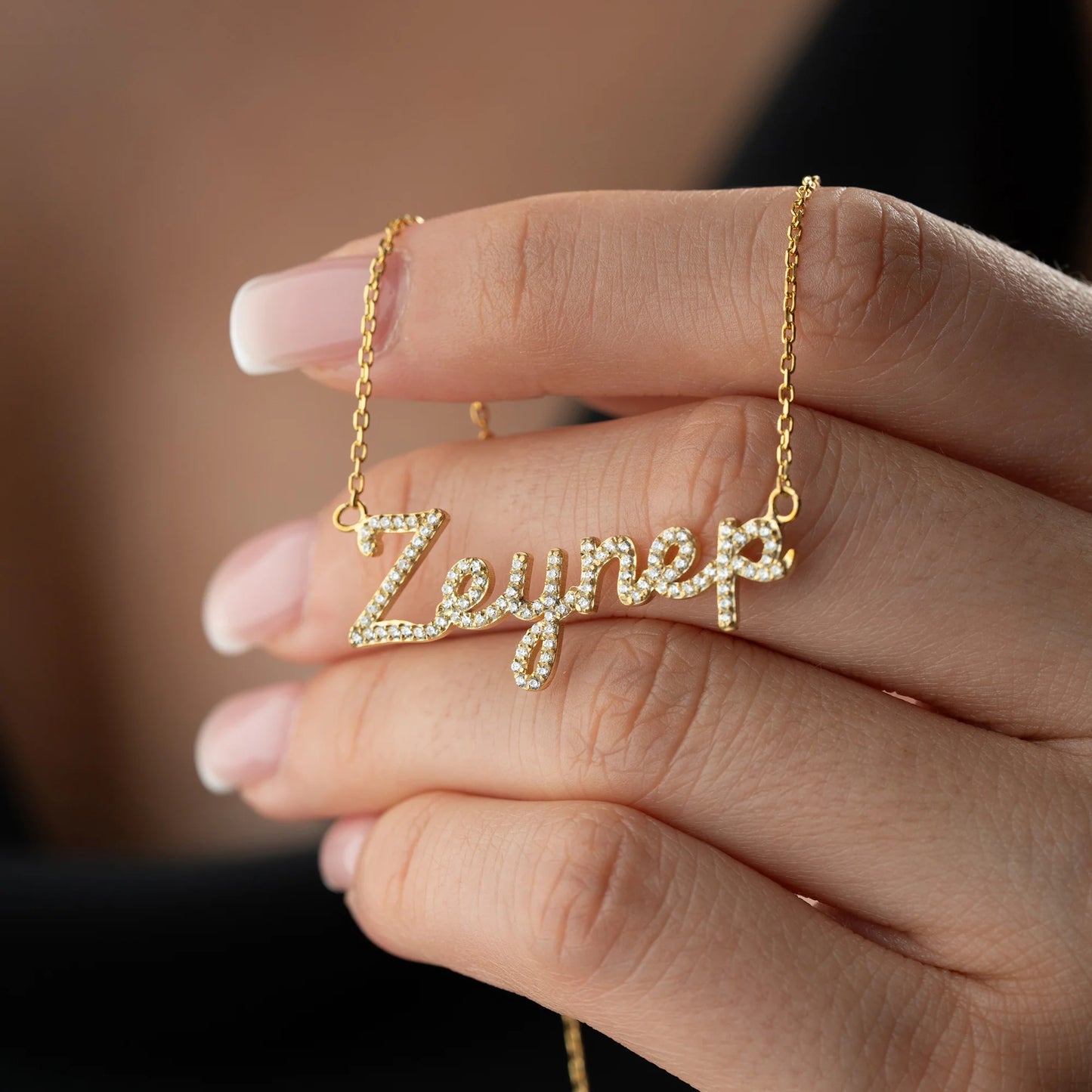 Full Zircon Name Necklace | 925 Silver Gold Plated