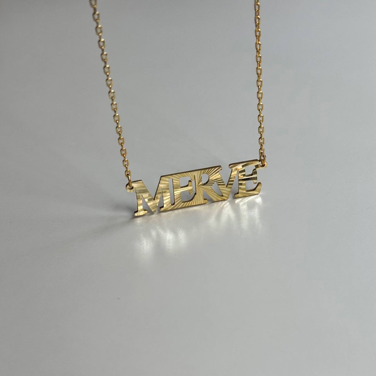 GLITTERING PLATE NAME NECKLACE | 925 SILVER GOLD PLATED
