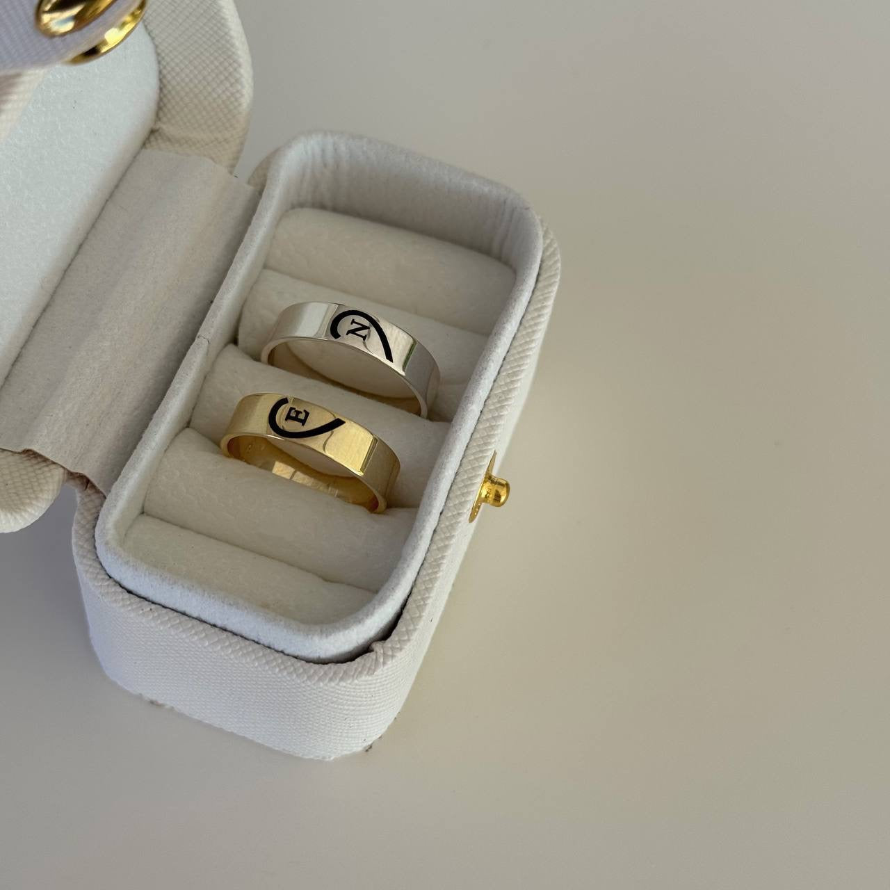 HEART LETTER DOUBLE RING | 925 SILVER GOLD PLATED