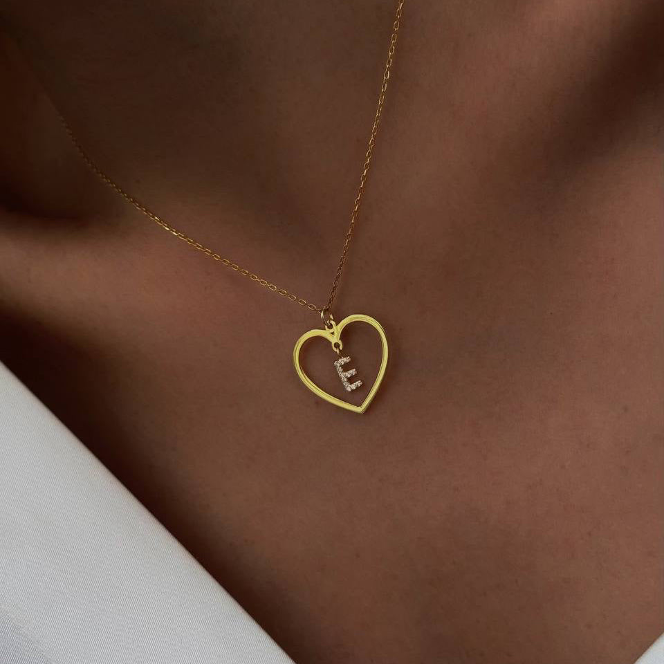 ZIRCON STONE BASIC LETTER NECKLACE | 925 SILVER GOLD PLATED