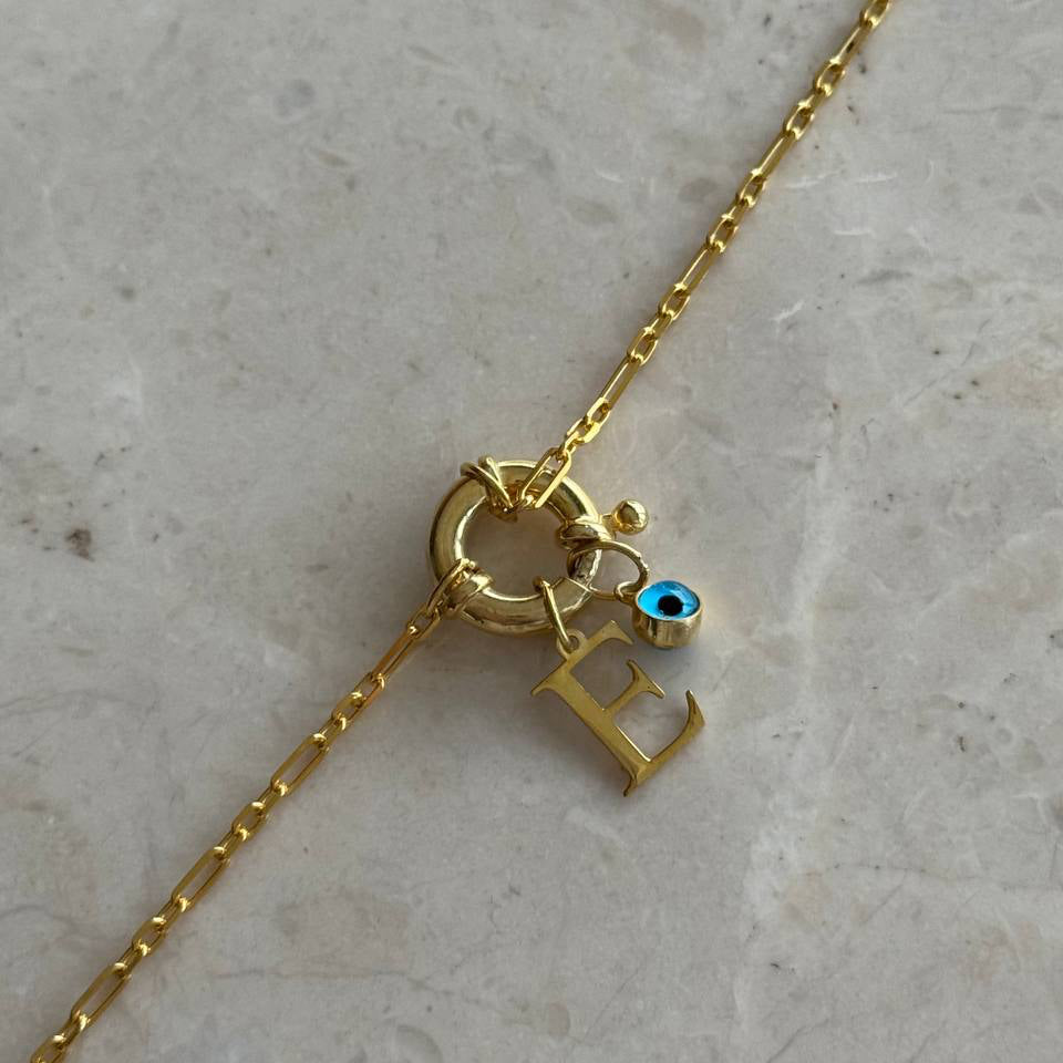LETTER X NAZAAR SAILOR LOCK BRACELET | 925 SILVER GOLD PLATED