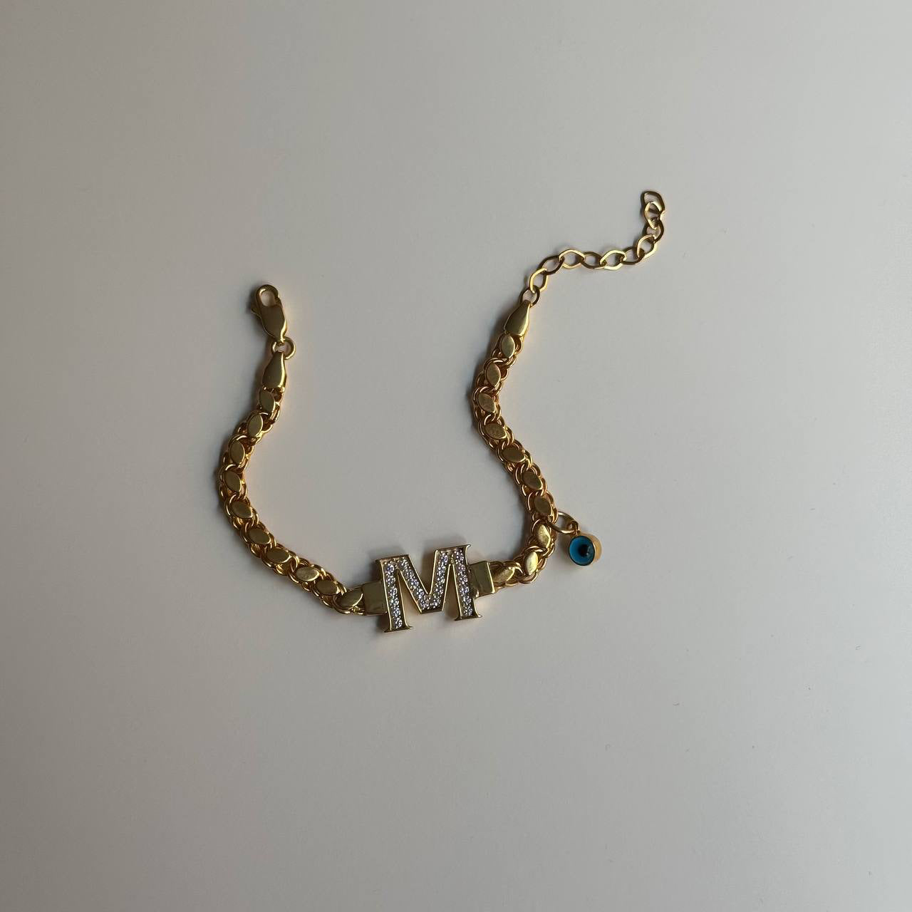 BARLEY CHAIN LETTERED NAZAAR BRACELET | 925 SILVER GOLD PLATED