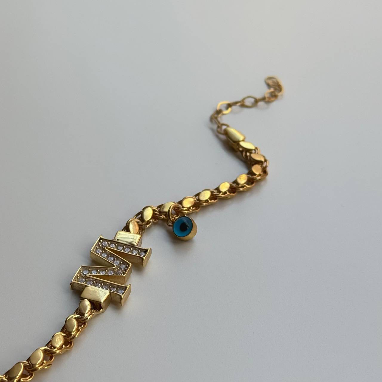 BARLEY CHAIN LETTERED NAZAAR BRACELET | 925 SILVER GOLD PLATED