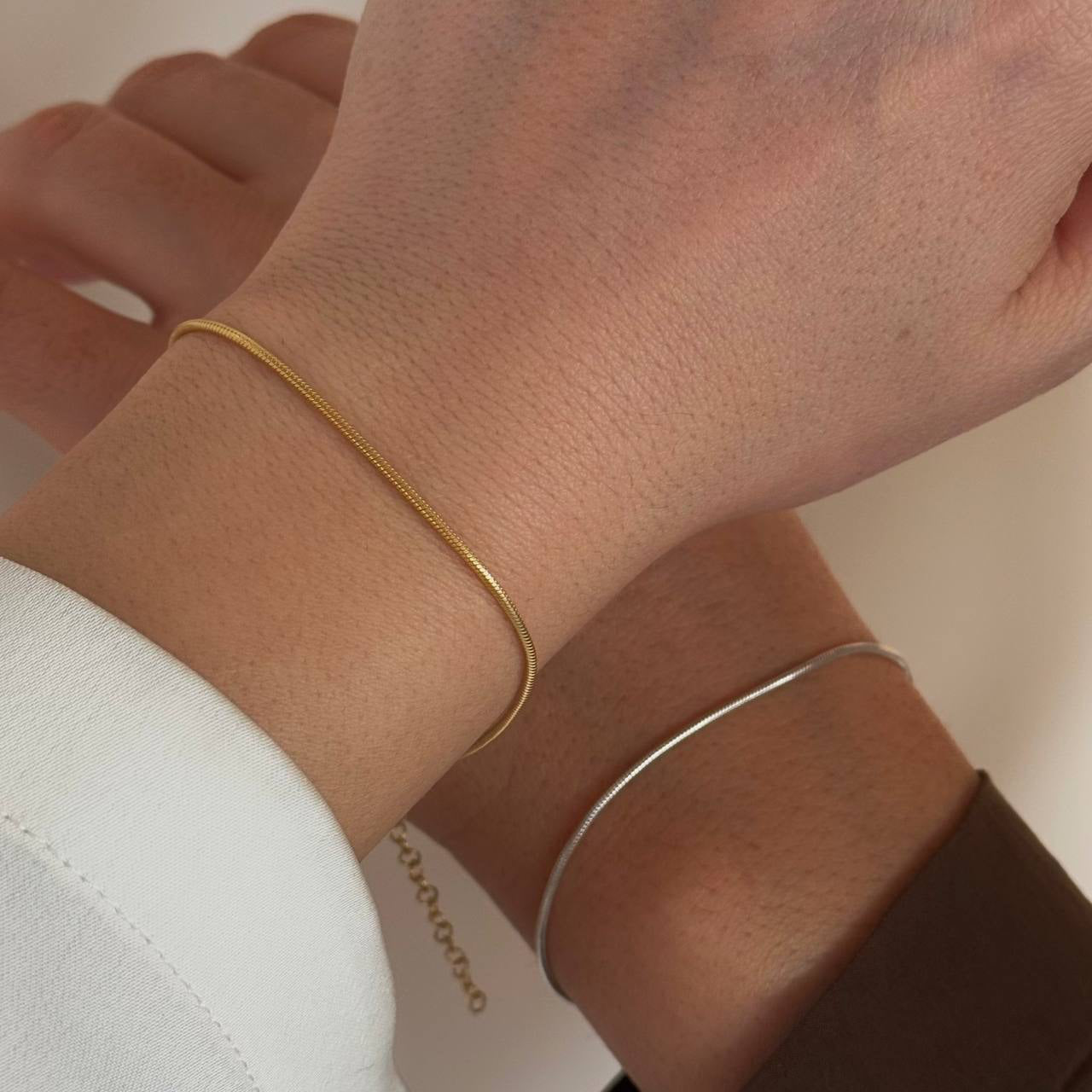 THICK SNAKE CHAIN LETTERED DOUBLE COUPLE BRACELET | 925 SILVER GOLD PLATED