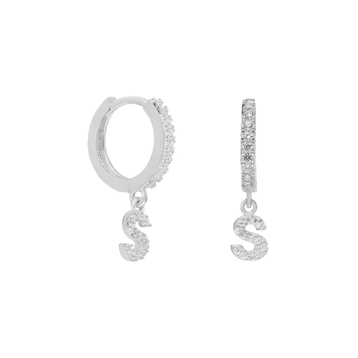 STONE LETTER EARRINGS | 925 SILVER GOLD PLATED