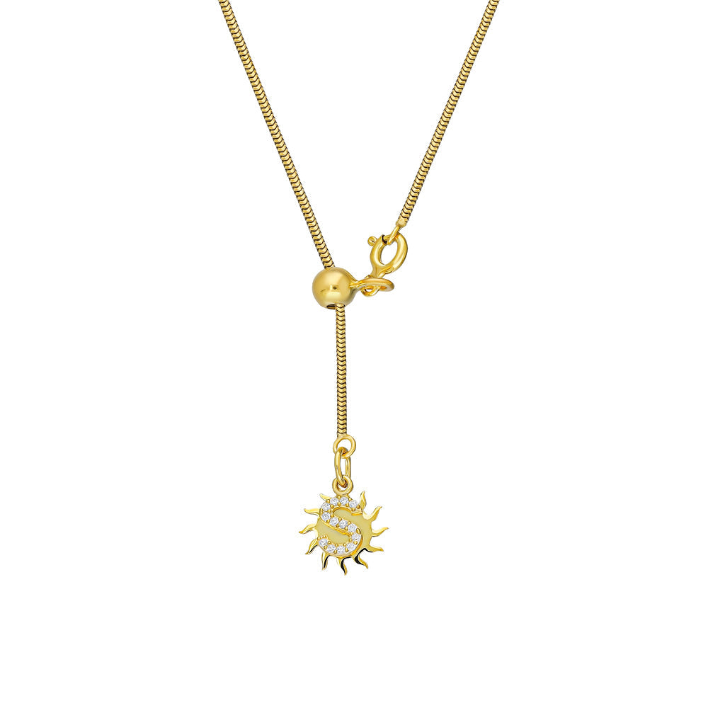 ELEVATOR NECKLACE W/LETTER | 925 SILVER GOLD PLATED