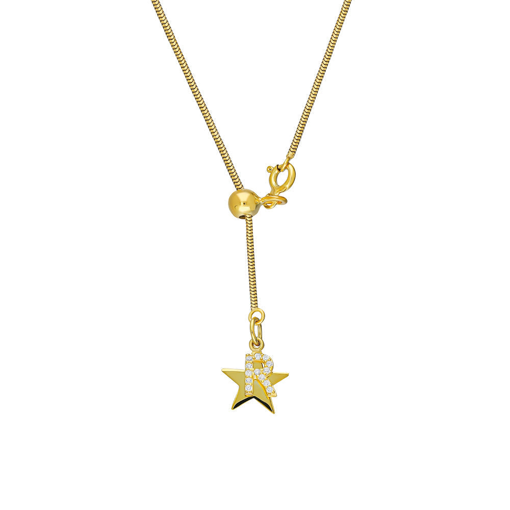 ELEVATOR NECKLACE W/LETTER | 925 SILVER GOLD PLATED