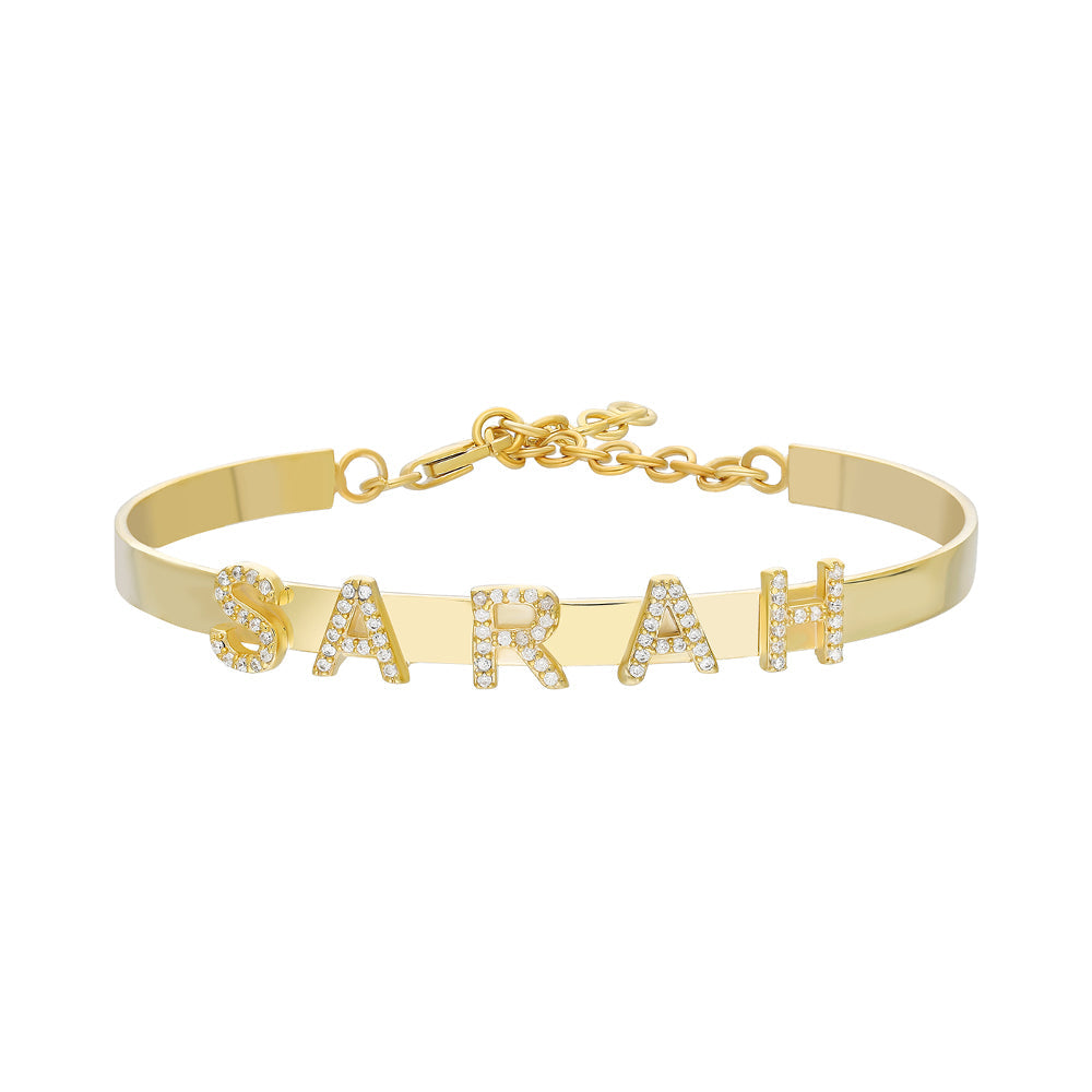 ITALIAN ZIRCON STONE NAMED BRACELET | 925 SILVER GOLD PLATED