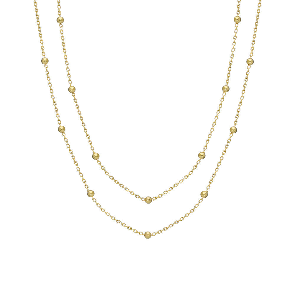 DOUBLE BALL NECKLACE CHAIN | 925 SILVER GOLD PLATED