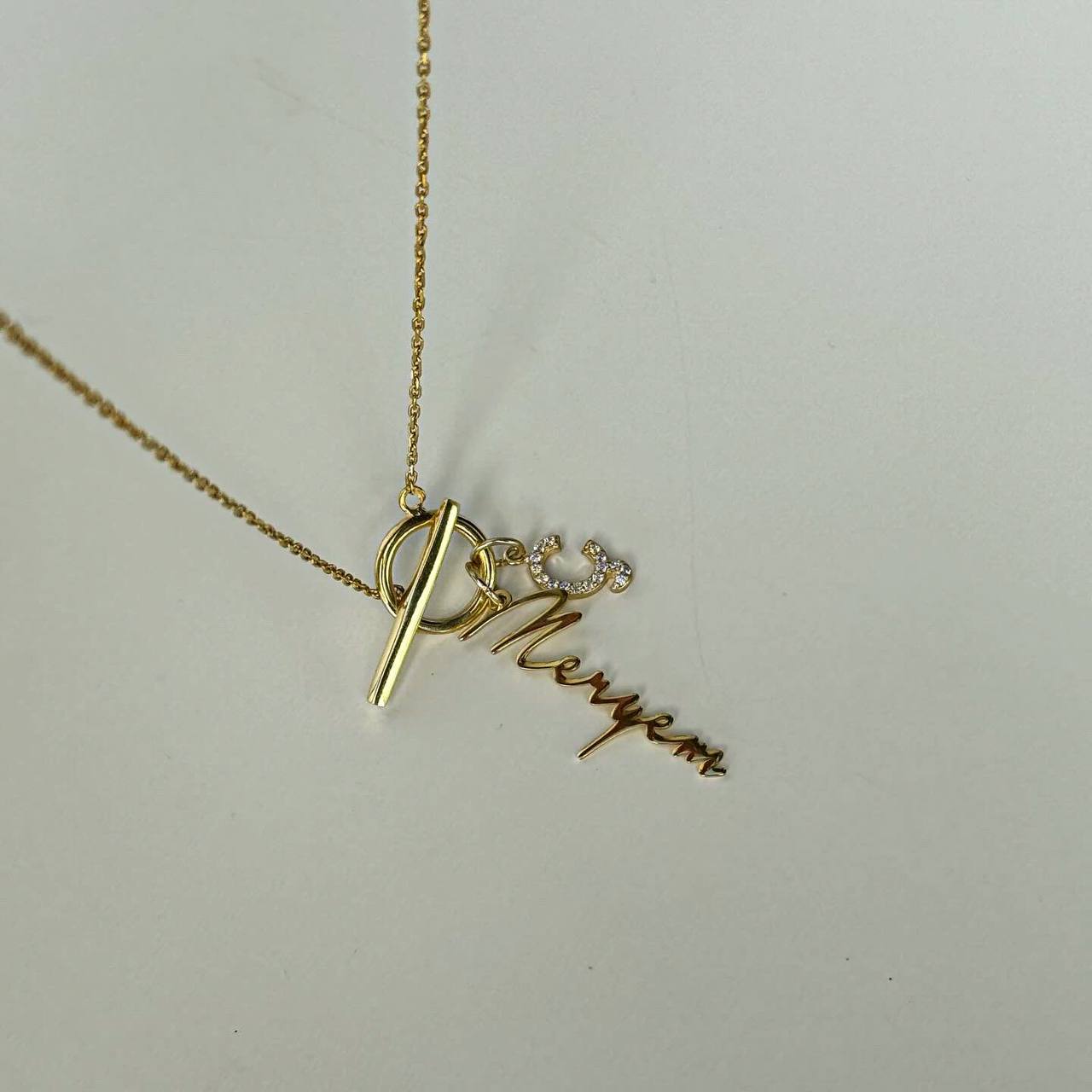 NAME LETTER RING NECKLACE | 925 SILVER GOLD PLATED