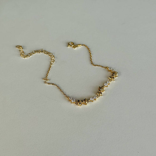MINI BUTTERFLY BRACELET WITH STONES | 925 SILVER GOLD PLATED