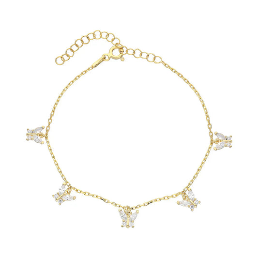 MINI STONE BUTTERFLY BRACELET | 925 SILVER GOLD PLATED