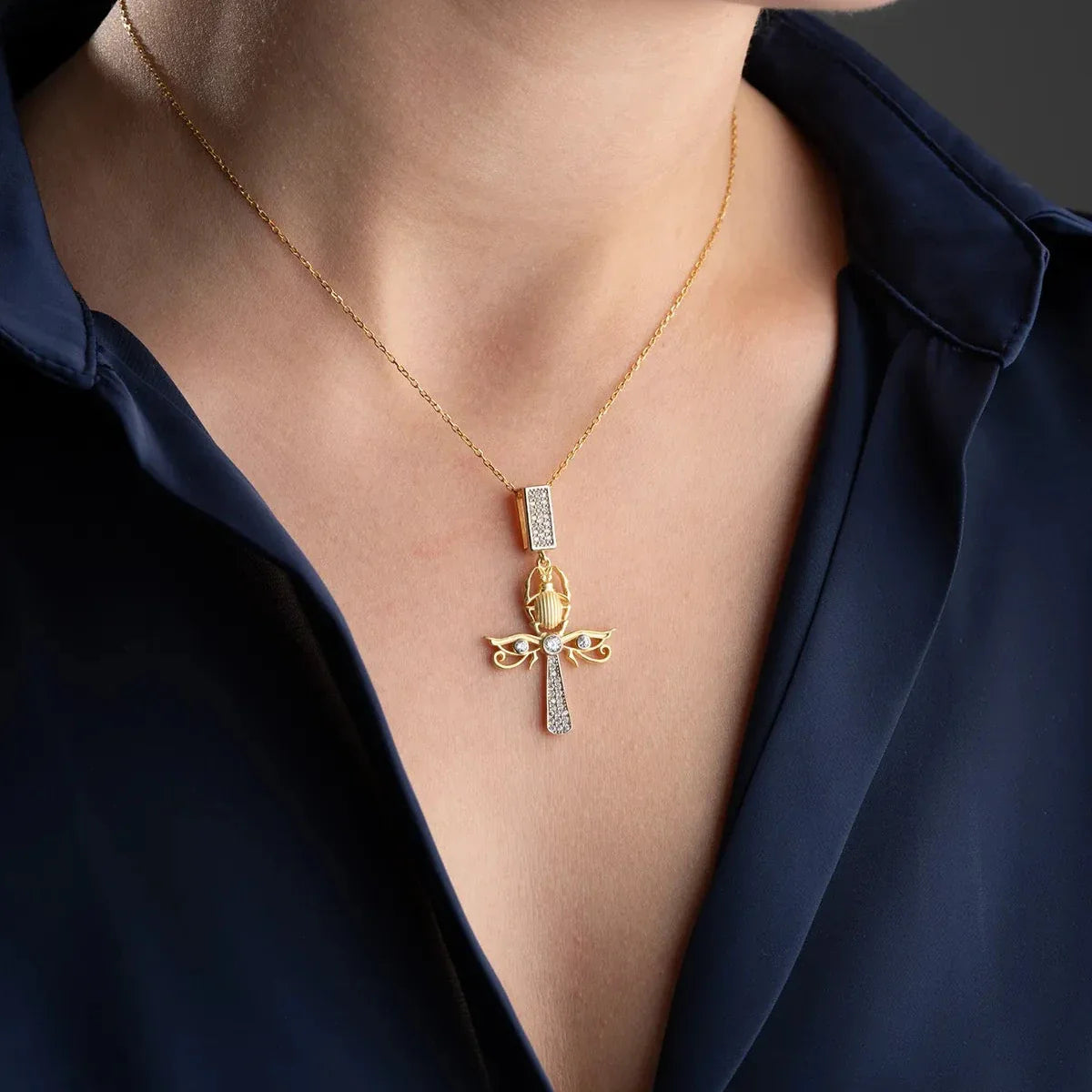 SCARAB ANKH KOLYE