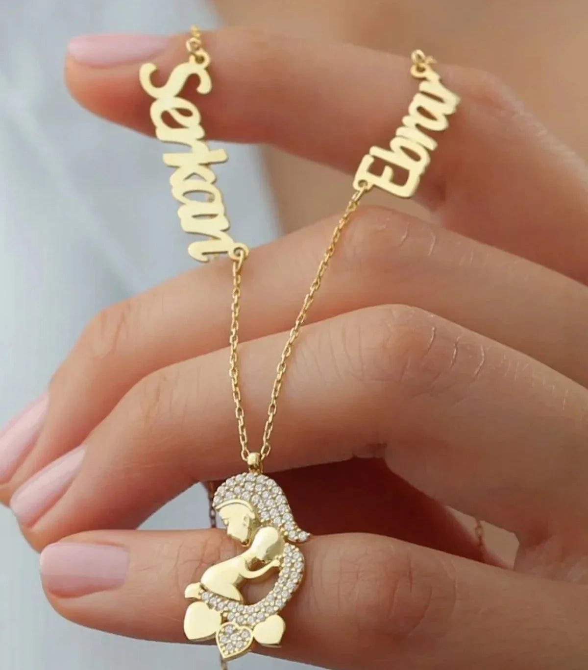 İKİ İSİMLİ ANNE BEBEK KOLYE