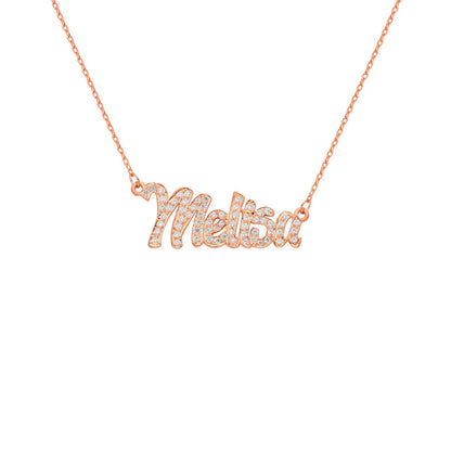 Full Zircon Name Necklace | 925 Silver Gold Plated