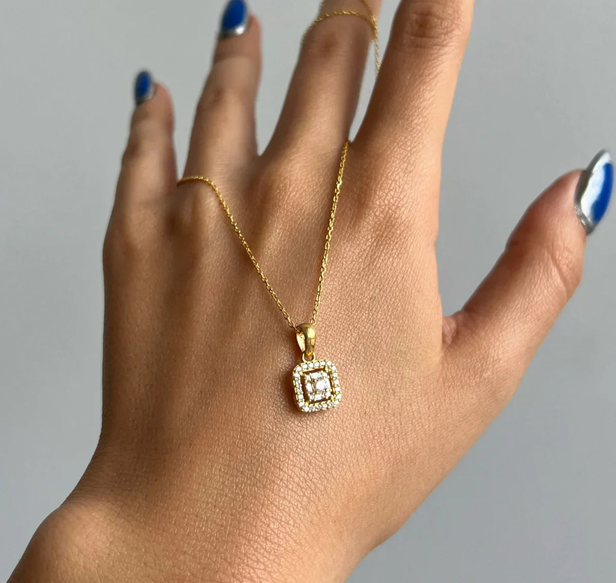MINI BAGUETTE STONE NECKLACE | 925 SILVER GOLD PLATED