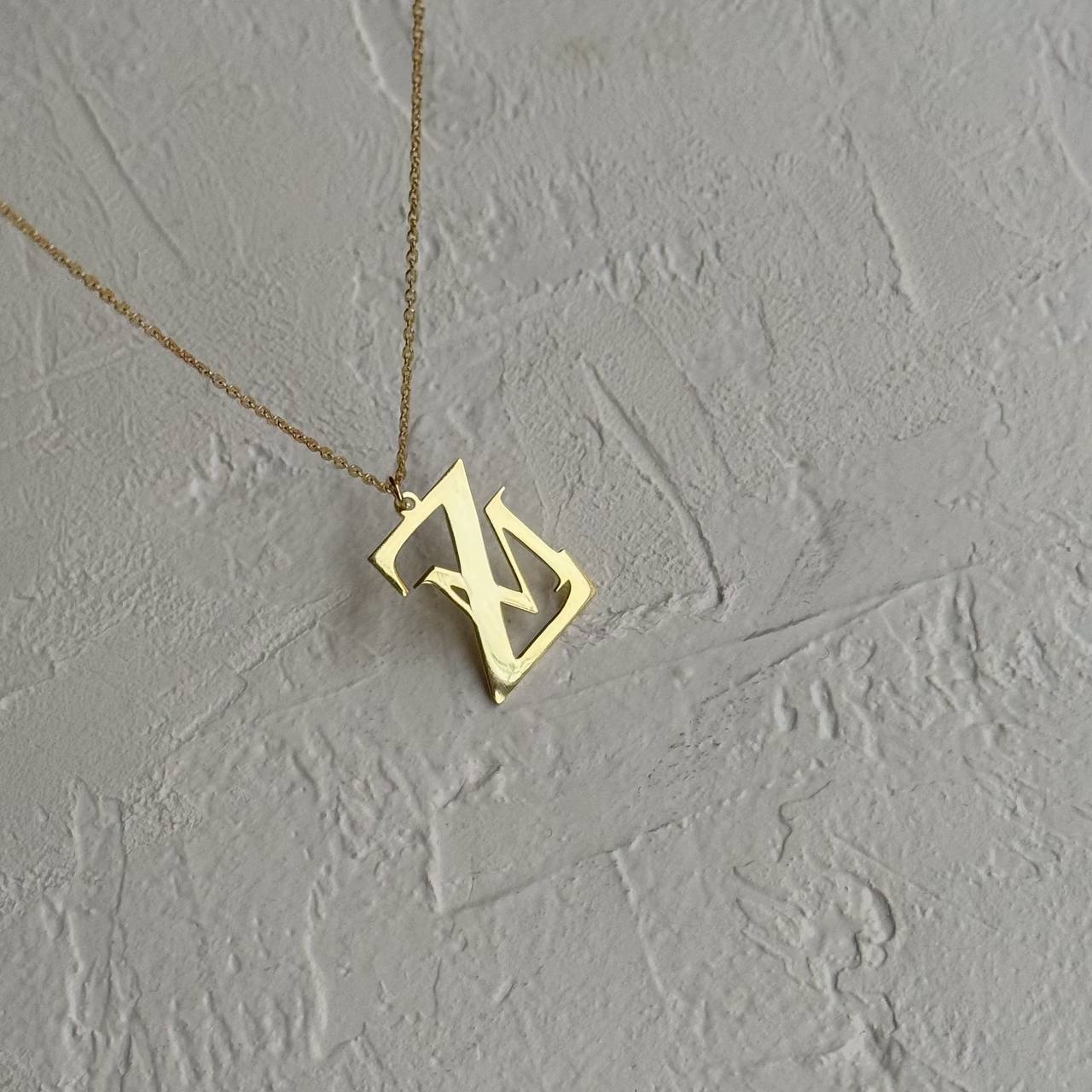 2-PIECE INTERLOCULAR LETTER NECKLACE | 925 SILVER GOLD PLATED