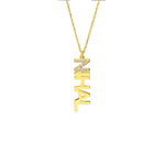 İLK HARF TAŞLI DİKEY İSİM KOLYE