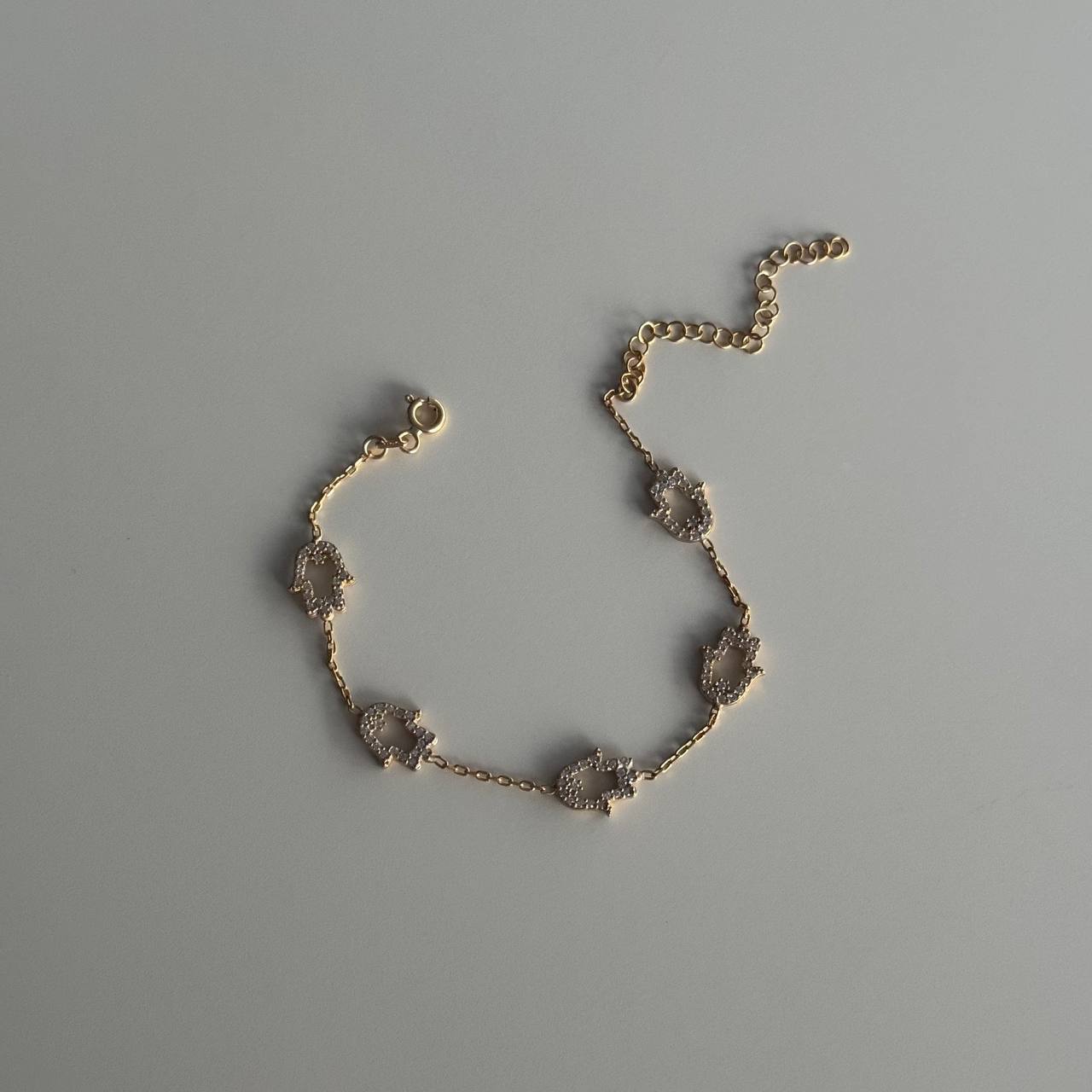 HAMSA BRACELET WITH STONES | 925 SILVER GOLD PLATED