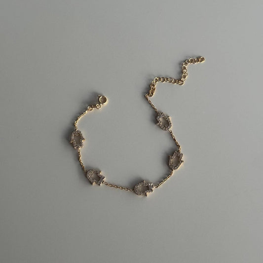 HAMSA BRACELET WITH STONES | 925 SILVER GOLD PLATED