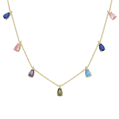 Colourful Drop Necklace | 925 Silver Gold Plated