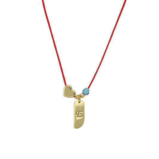 RED LUCKY LETTER NECKLACE | 925 SILVER GOLD PLATED