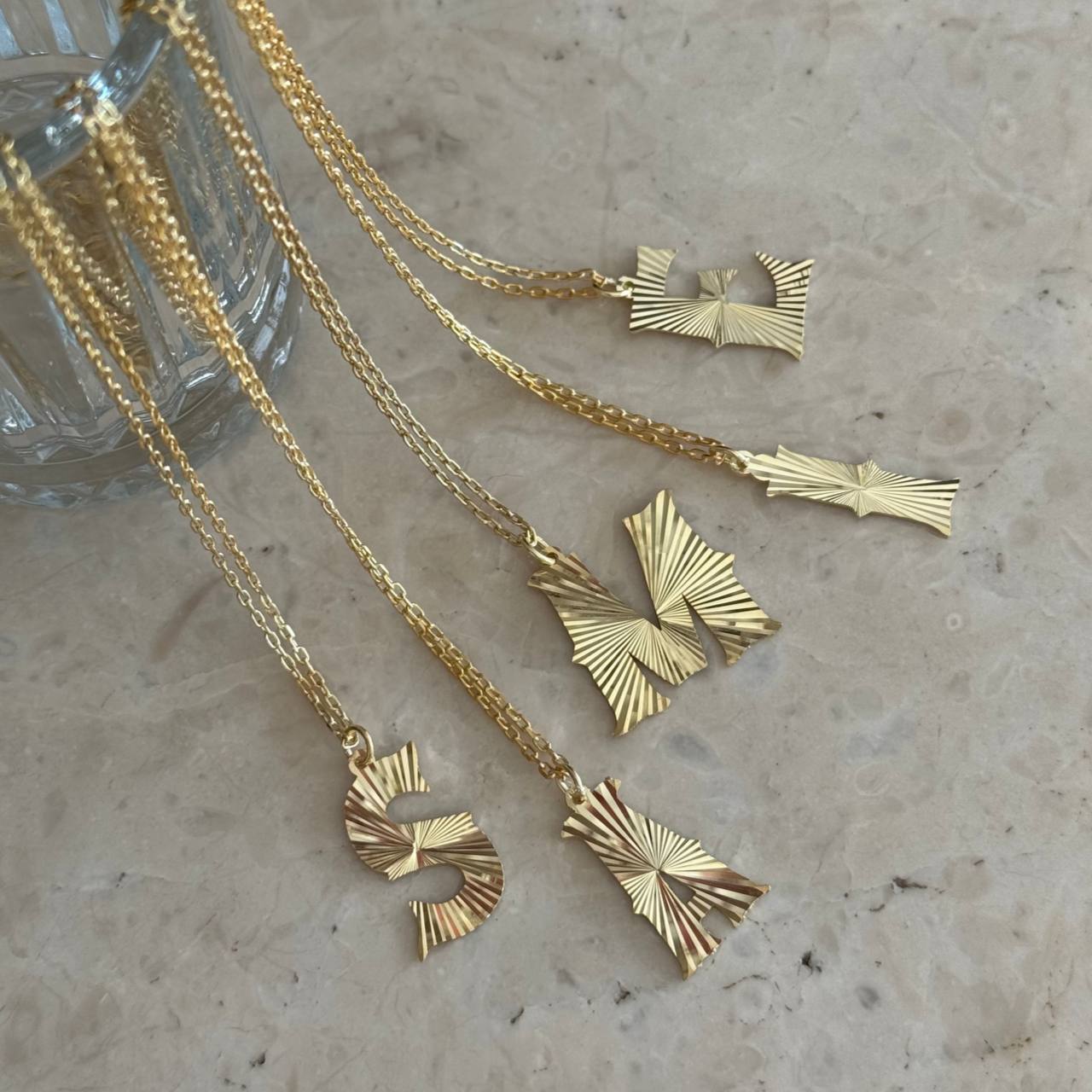 SHINE PLATE LETTER NECKLACE | 925 SILVER GOLD PLATED