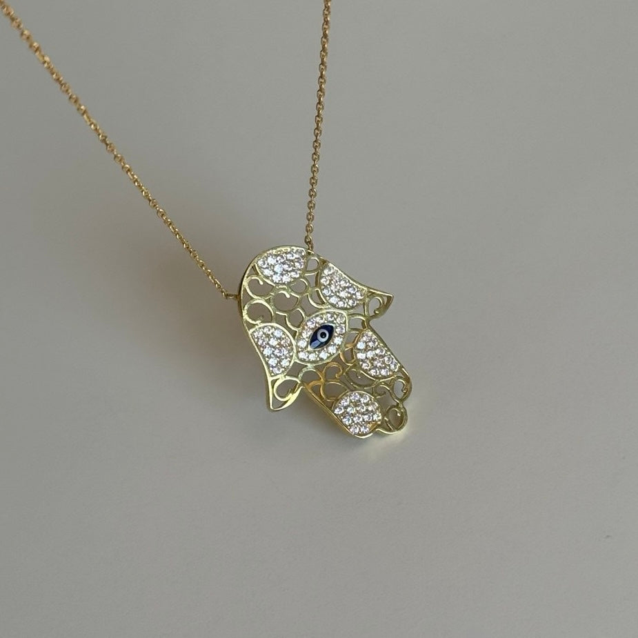 TAŞLI HAMSA KOLYE