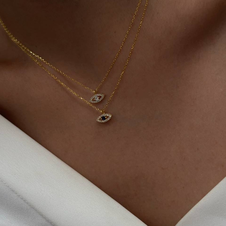 MINI ZIRCON NAZAAR NECKLACE | 925 SILVER GOLD PLATED