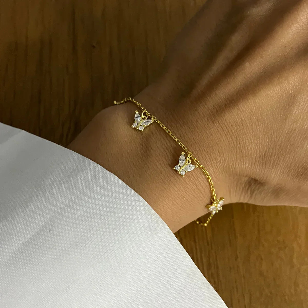 MINI STONE BUTTERFLY BRACELET | 925 SILVER GOLD PLATED