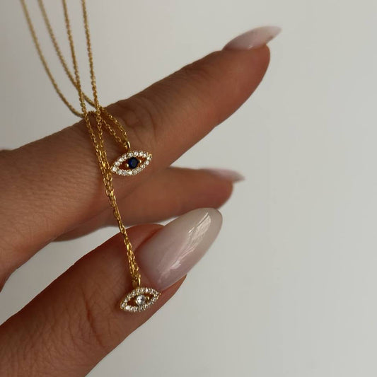 MINI ZIRCON NAZAAR NECKLACE | 925 SILVER GOLD PLATED