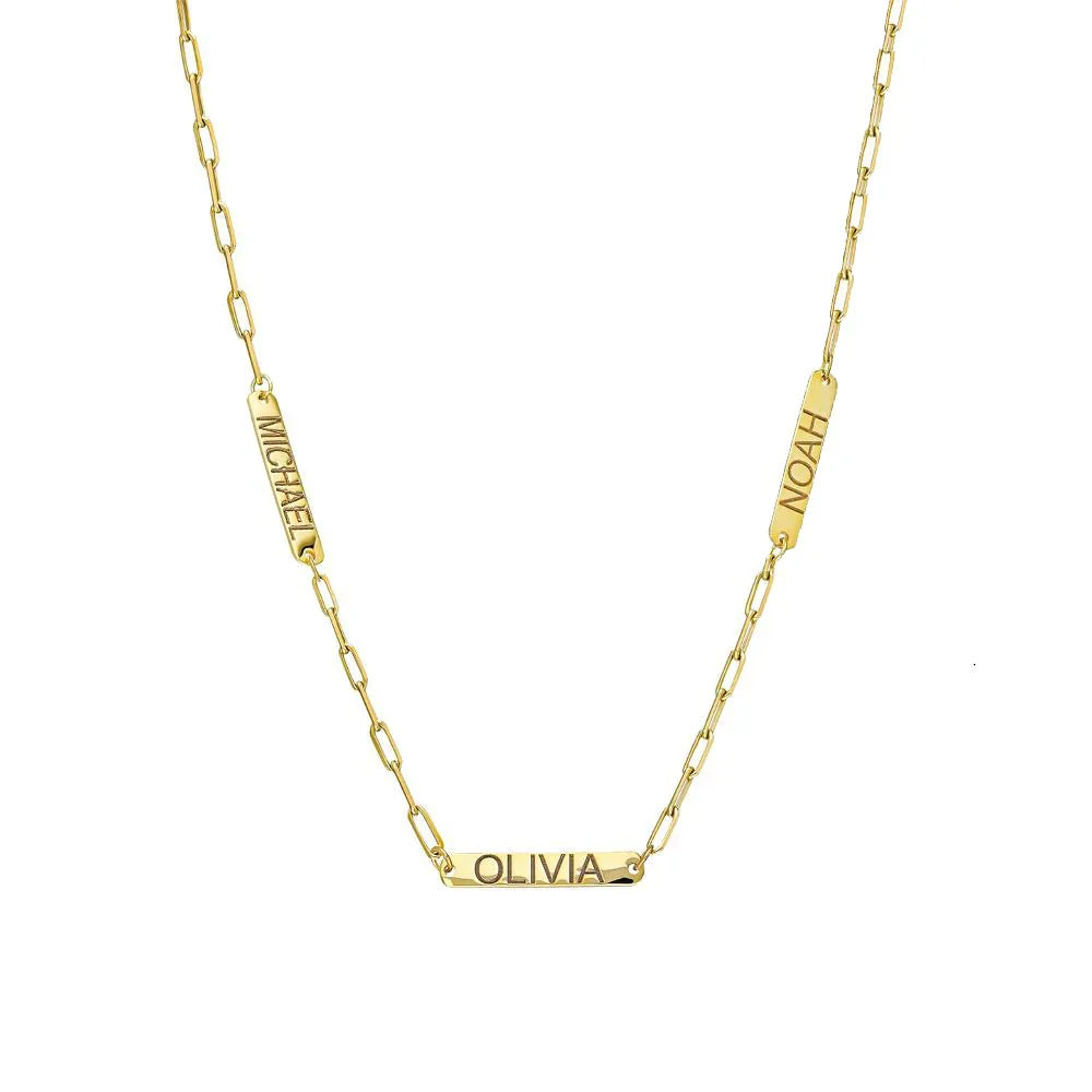 3-PIECE PLATE NAME NECKLACE | 925 SILVER 18 GOLD PLATED