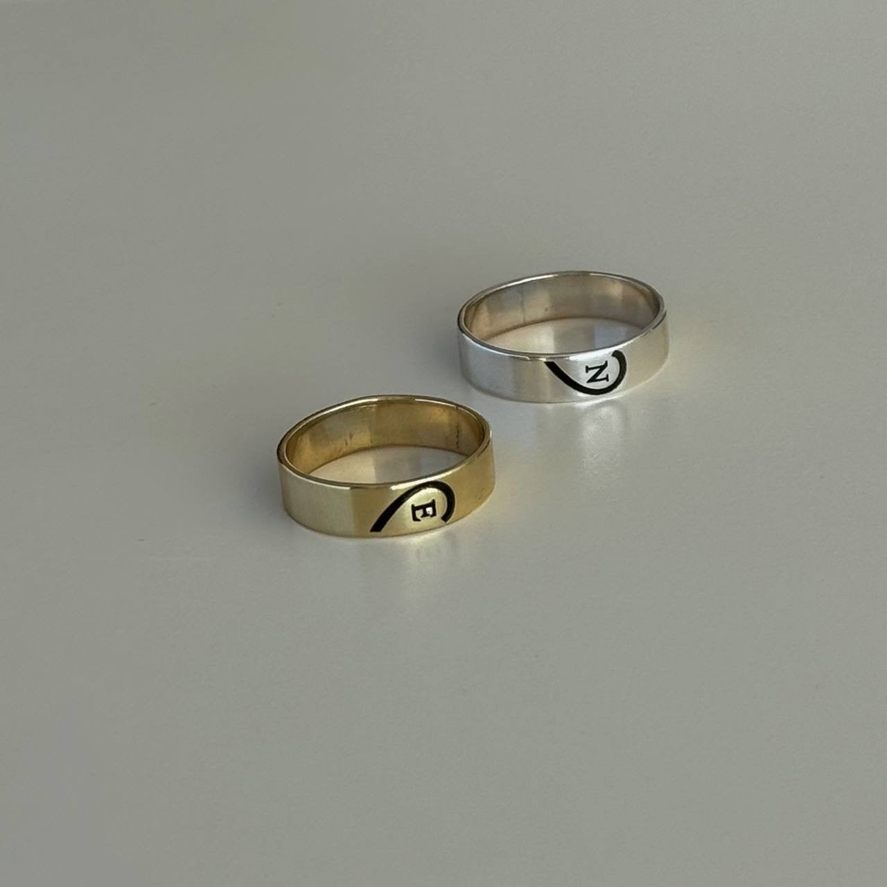 HEART LETTER DOUBLE RING | 925 SILVER GOLD PLATED