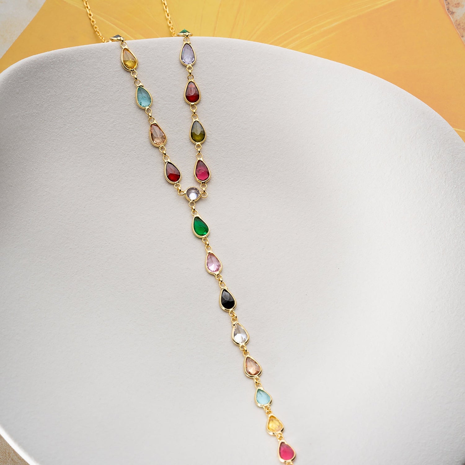 RENKLİ DAMLA TAŞ Y KOLYE