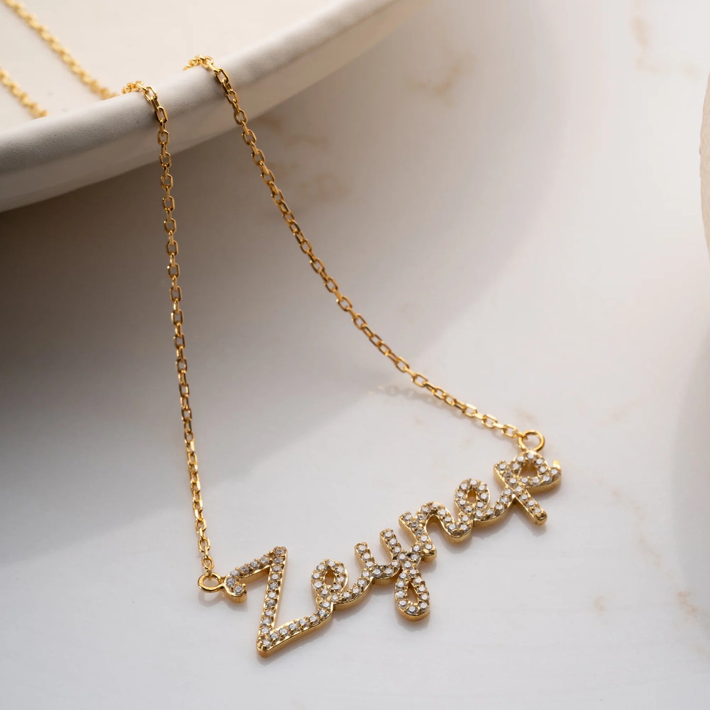 Full Zircon Name Necklace | 925 Silver Gold Plated