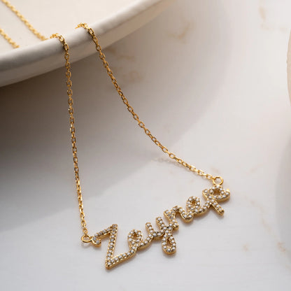 Full Zircon Name Necklace | 925 Silver Gold Plated