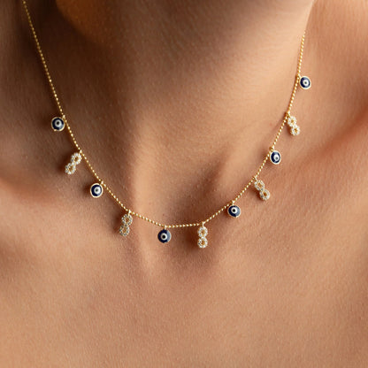 Infinity X Nazaar Necklace | 925 Silver Gold Plated