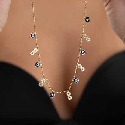 Infinity X Nazaar Necklace | 925 Silver Gold Plated