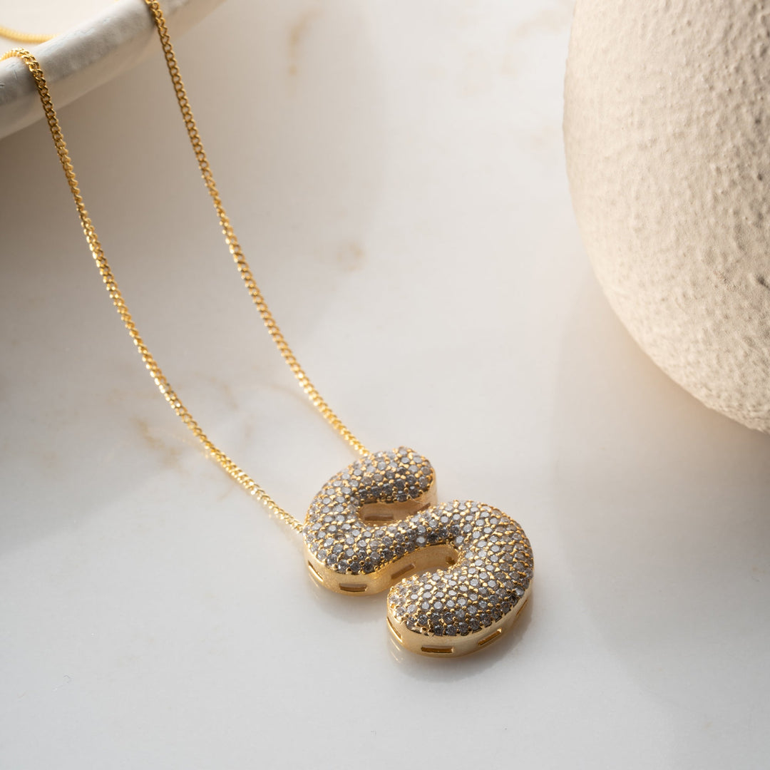 TAŞLI BÜYÜK ASİMETRİK HARF KOLYE