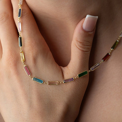 Mileya Colorfull Chain | 925 Silver Gold Plated