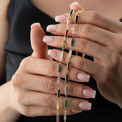 Mileya Colorfull Chain | 925 Silver Gold Plated