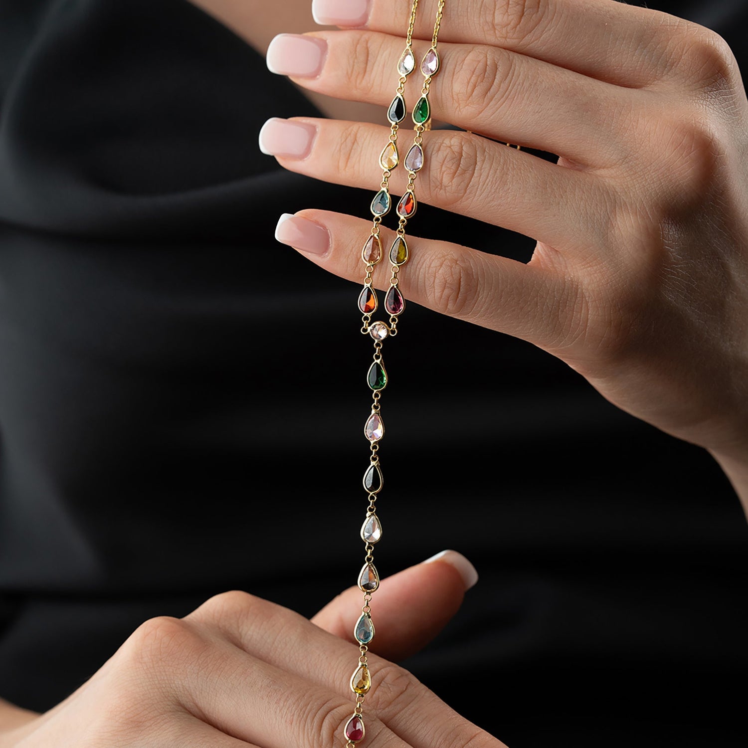 RENKLİ DAMLA TAŞ Y KOLYE