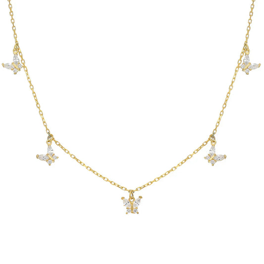 5-PIECE MINIMAL STONE BUTTERFLY NECKLACE | 925 SILVER GOLD PLATED