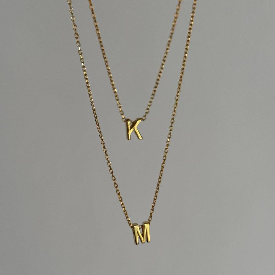 MINIMAL DOUBLE LETTER NECKLACE | 925 SILVER GOLD PLATED
