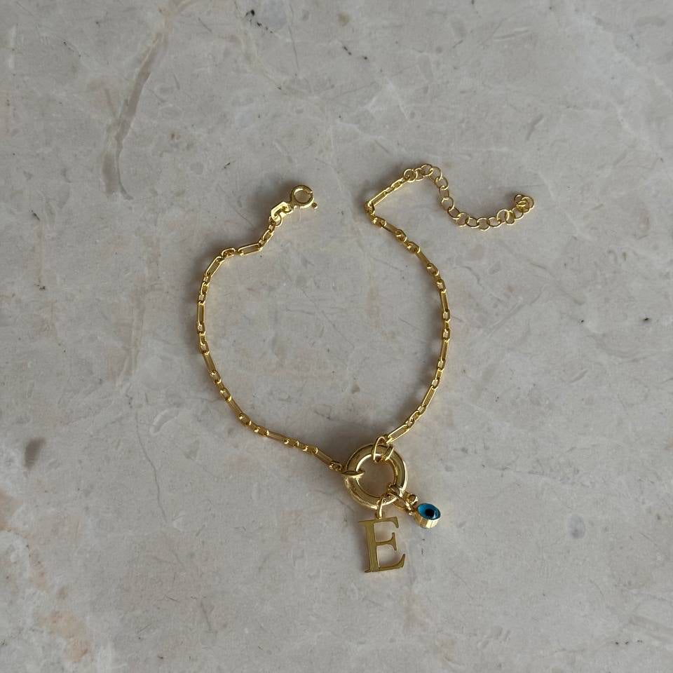 LETTER X NAZAAR SAILOR LOCK BRACELET | 925 SILVER GOLD PLATED