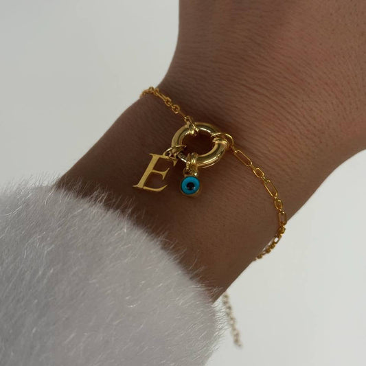 LETTER X NAZAAR SAILOR LOCK BRACELET | 925 SILVER GOLD PLATED