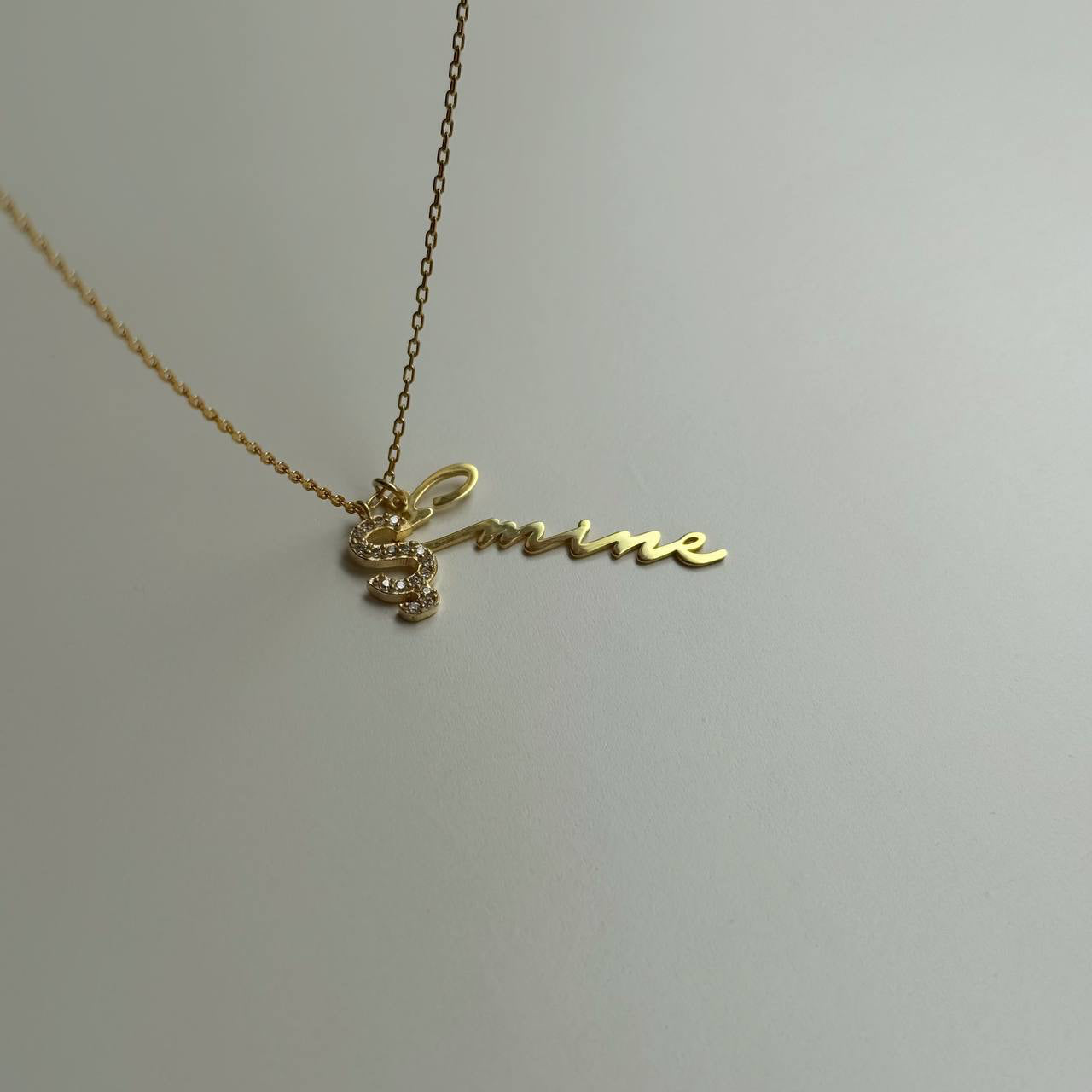 ZIRCON STONE NAMED LETTER NECKLACE | 925 SILVER GOLD PLATED