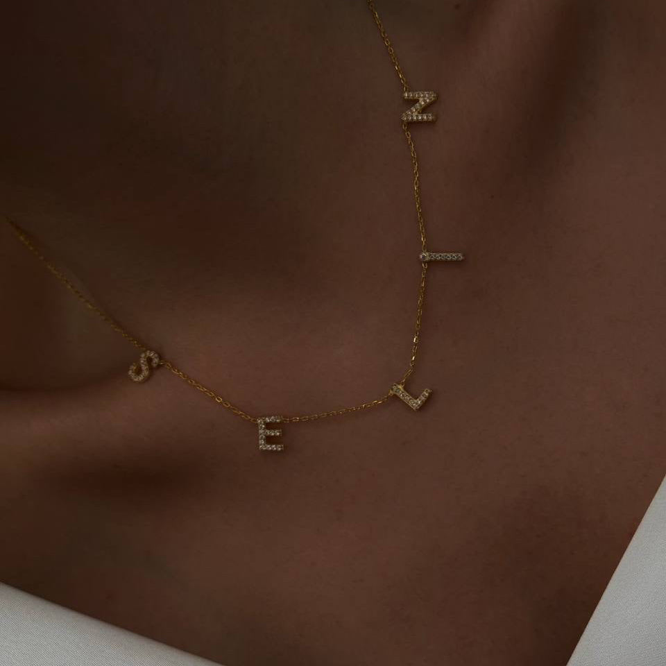 CHOCKER ZİRKON TAŞLI İSİM KOLYE